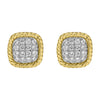Diamond Cushion Studs with Rope Border - 18K Gold | VS Clarity
