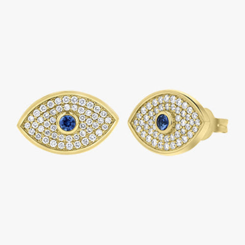 Evil Eye Diamond Earrings - 18K Gold | VS Clarity