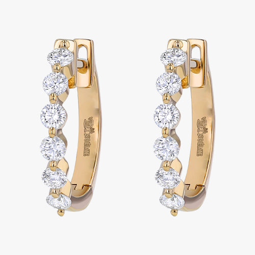 The Multiple Diamond Hoops with 0.5 Carats round VS quality stones 14K 18K gold rose white yellow