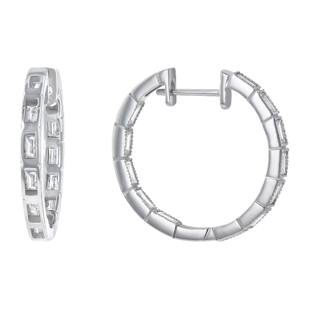Dainty unique diamonds Stylish fashionable jewelry Hoop baguette  sterling silver VS quality diamonds