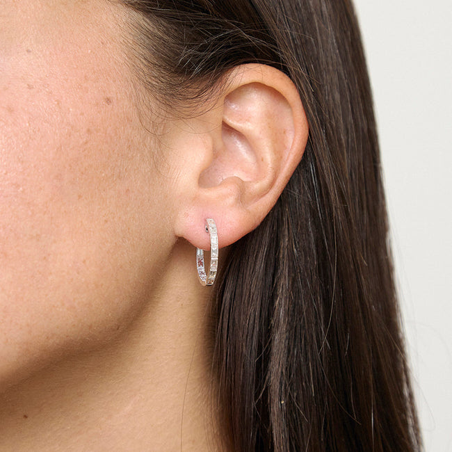 1.5 Carat Inside-Out Baguette Diamond Hoops - Sterling Silver | VS Clarity Lab Diamonds