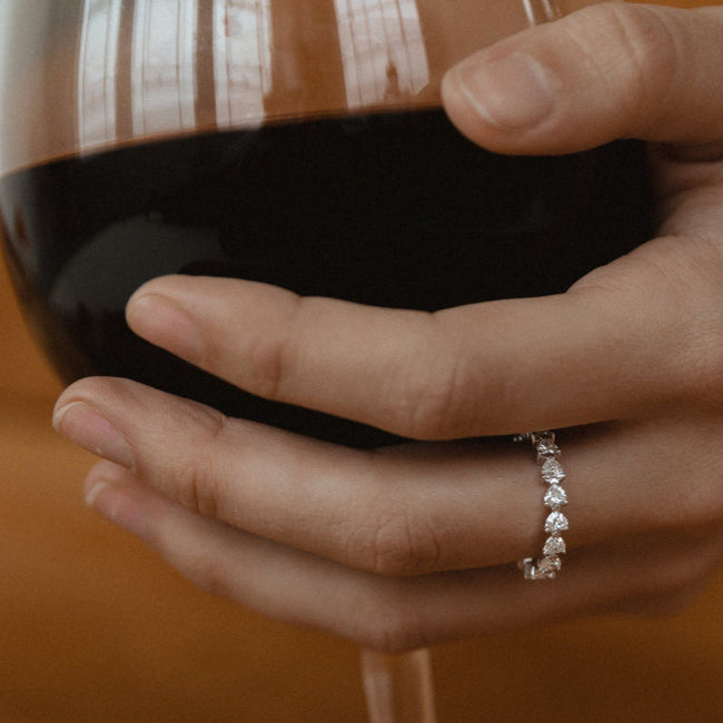 Heart Shaped Diamond Eternity Band - 18K Gold | VS Clarity