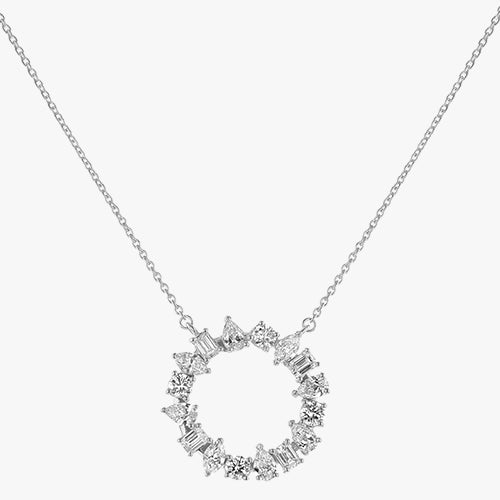 Multi Shape Diamond Circle Necklace - Lab Grown Diamonds | VS Clarity