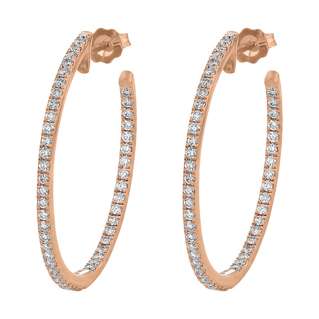 The Diamond Hoop earrings VS quality stone 14K 18K gold black rose white yellow
