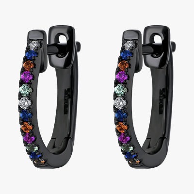 The Huggie Earrings VS quality stone diamond multi-color sapphire black-diamond 18K black rose white yellow