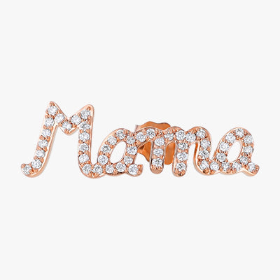 Mama Stud Earring Unique Rose Gold Statement Diamond Sparkle