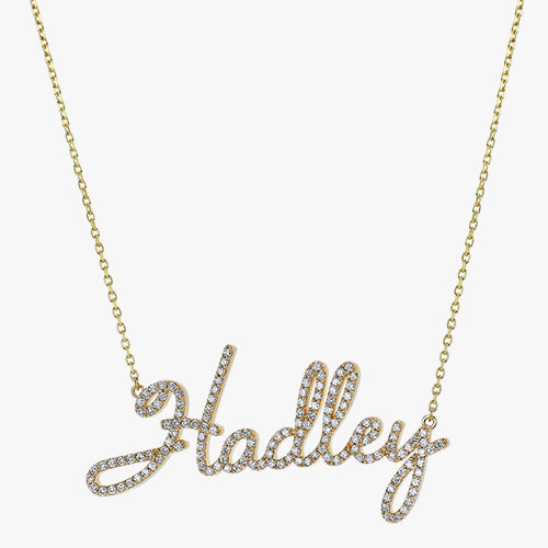 The Custom Gold Name Necklace VS quality stone 14K 18K gold rose white yellow