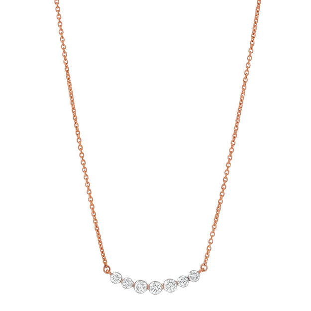 The Diamond Crescent Necklace VS quality stone 14K 18K gold rose yellow
