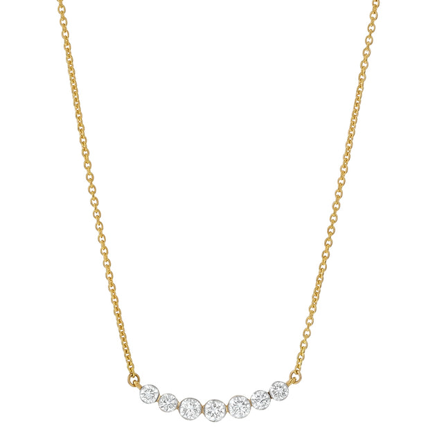 The Diamond Crescent Necklace VS quality stone 14K 18K gold rose yellow