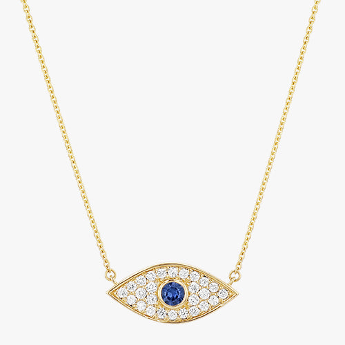 Evil Eye Diamond Necklace - 18K Gold | VS Clarity