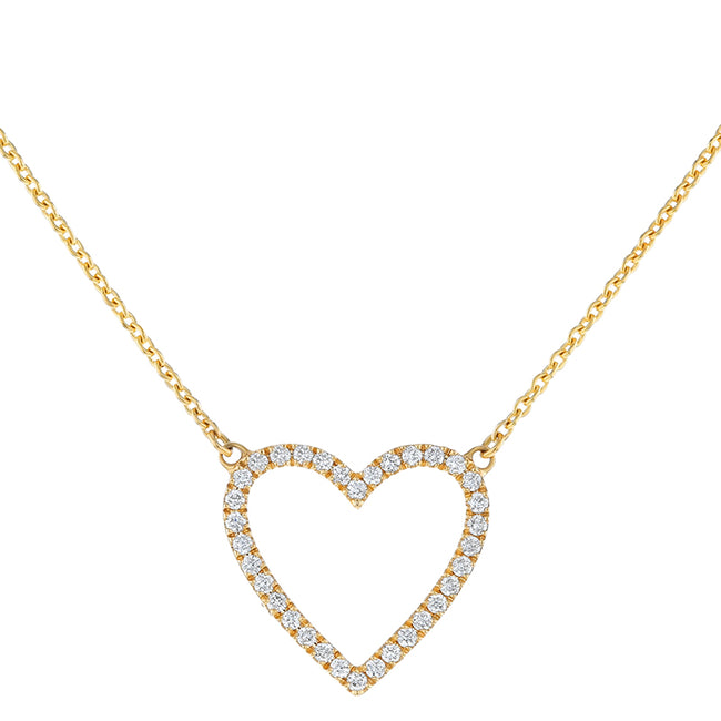 Diamond Open Heart Necklace - 18K Gold | VS Clarity