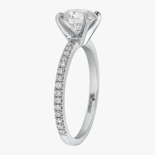Round Solitaire pave ring quality diamond 14K 18K gold Rose White Yellow Platinum