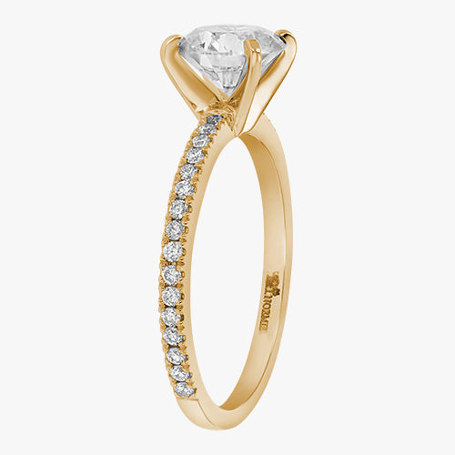 Round Solitaire pave ring quality diamond 14K 18K gold Rose White Yellow Platinum