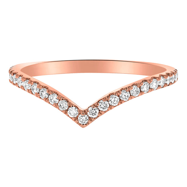 Chevron Diamond Ring Curved Notched V-cut Wedding Stackable Engagement 14K 18K Gold | VS Clarity