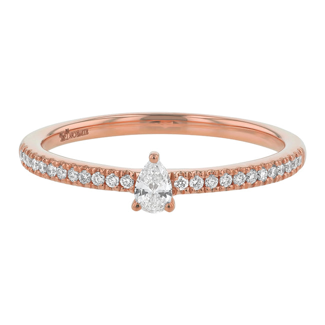 Petite Pear Cut Diamond Ring - 18K Gold | VS Clarity
