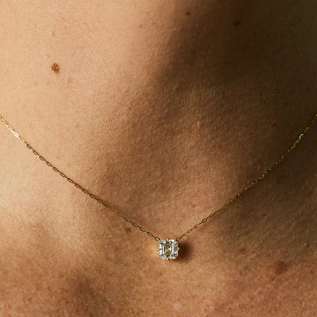 Asscher Cut Diamond Solitaire Pendant