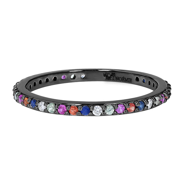 Multi-Color Sapphire Eternity Band Ring Colorful Diamond Sparkle Rose Gold 18K Gold | VS Clarity