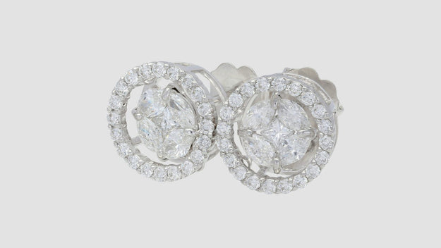 The Rumba Dancing Diamond Stud Earrings VS quality stone 18K gold rose black white elegance round