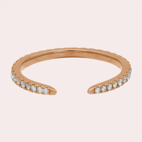 The Open Band Diamond Ring 14K 18K gold black rose white yellow platinum VS quality stone