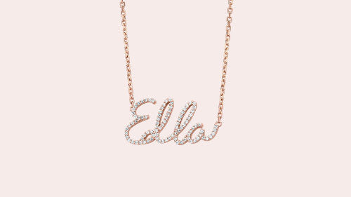 The Custom Gold Name Necklace VS quality stone 14K 18K gold rose white yellow