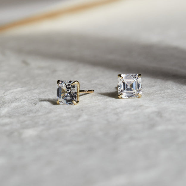 1.5 carat asscher cut diamond stud earrings sales