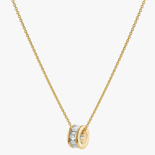 18K Gold Baguette Diamond Loop Pendant