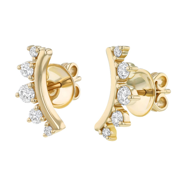 Dainty unique diamonds and gold earring Stylish fashionable jewelry Sparkling diamonds Helix climber stud VS clarity