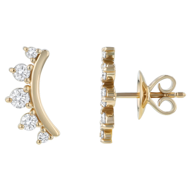 Dainty unique diamonds and gold earring Stylish fashionable jewelry Sparkling diamonds Helix climber stud VS clarity