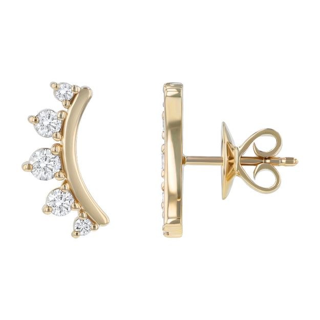Dainty unique diamonds and gold earring Stylish fashionable jewelry Sparkling diamonds Helix climber stud VS clarity