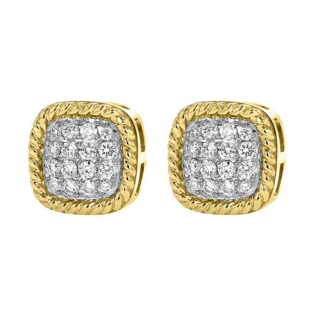 Diamond Cushion Studs with Rope Border - Lab Grown Diamonds | VS Clarity