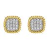Diamond Cushion Studs with Rope Border - 18K Gold | VS Clarity
