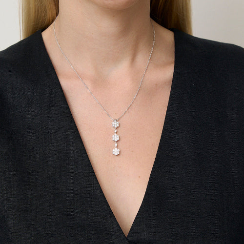 Flower Drop Diamonds Pendant - 18K Gold | VS Clarity
