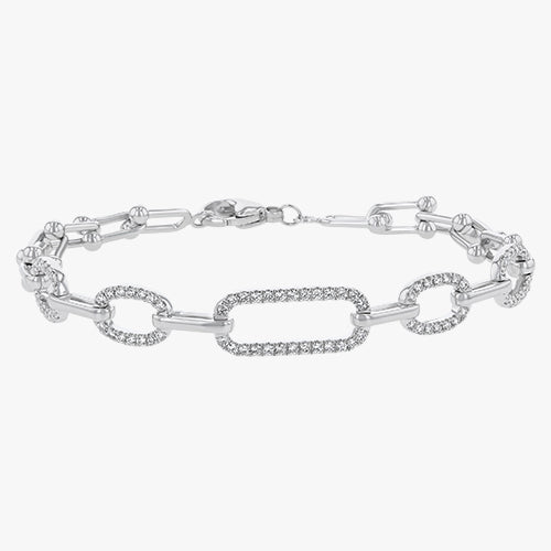 18K Gold Diamond Link White Gold Bracelet