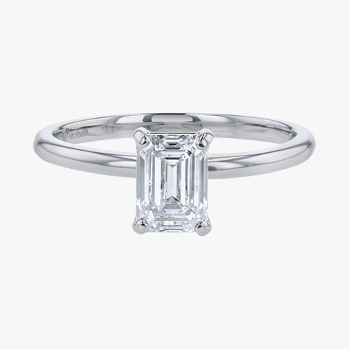 18K Gold Emerald Cut Engagement Ring