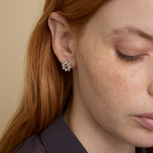 Multi Shape Diamond Circle Earring Sparkle Unique Fashion Statement VS Clarity 14K 18K Gold