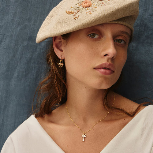 Noémie Palm Tree Diamond Necklace - 18K Gold | VS Clarity