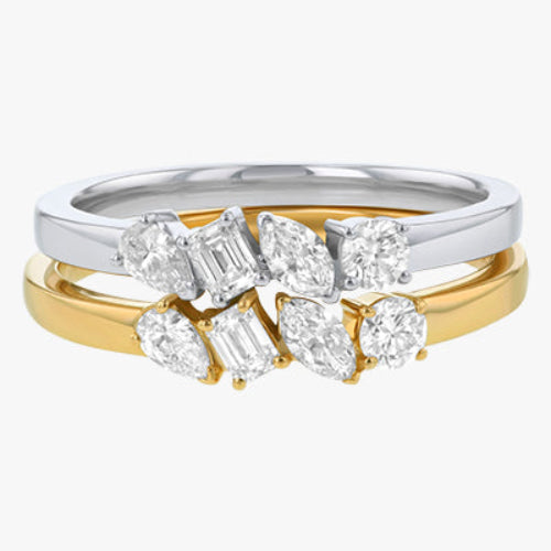 Quartet Multi Shape Diamond Ring Unique Sparkle Stackable Dainty Elegant VS Clarity 14K 18K Gold