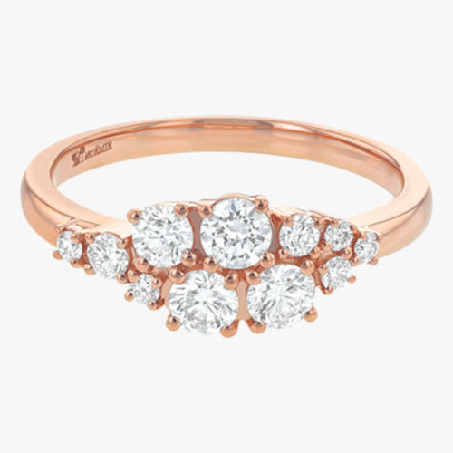 Round Diamond Cluster Ring Unique Sparkle Stackable Fashion Statement Elegant Rose Gold VS Clarity 14K 18K Gold