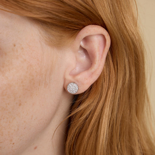 18K Gold Round Diamond Cluster Studs