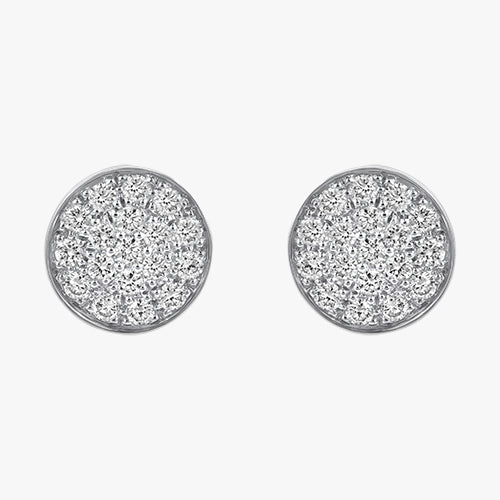 18K Gold Round Diamond Cluster Studs