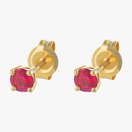 18K Gold Ruby Studs Earring Birthstone July