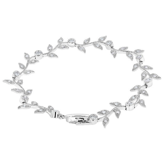 VS Clarity diamonds Vintage Inspired Diamond Leaf Vine Bracelet 18K 14K gold 