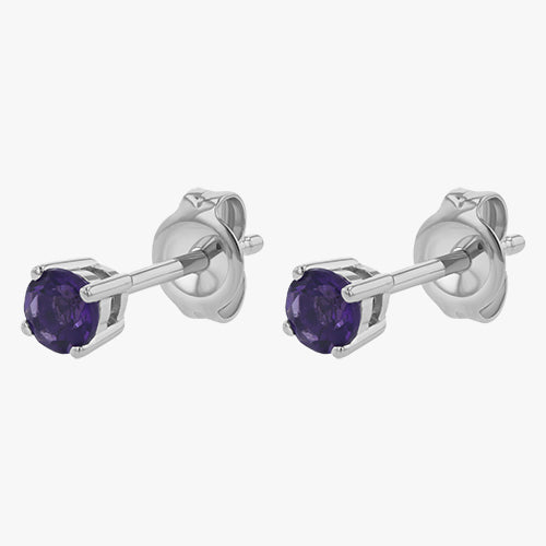 18K 14K White Gold Amethyst Studs Birthstone Stud February Birthstone