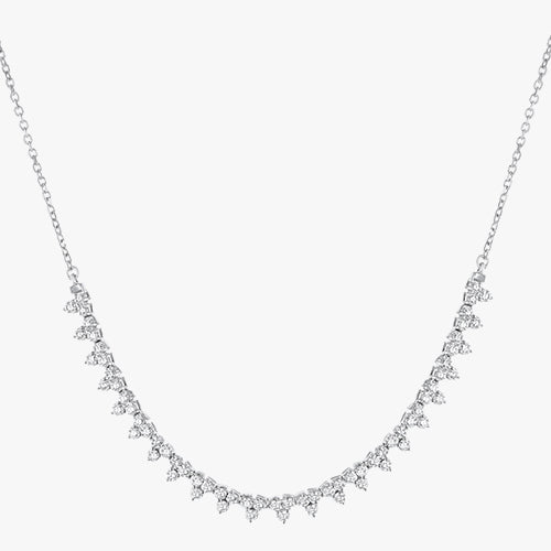 Triple Diamond Half-Tennis Necklace - 18K Gold | VS Clarity