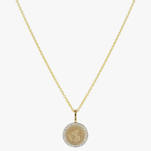 Noémie Earth Diamond Medallion Charm Dainty Pendant Sparkle Layering VS Clarity 14K 18K Gold