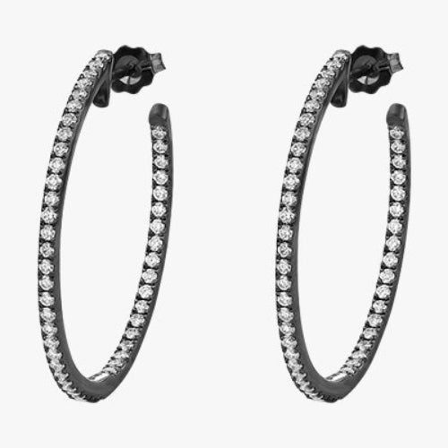 The Diamond Hoop earrings VS quality stone 14K 18K gold black rose white yellow
