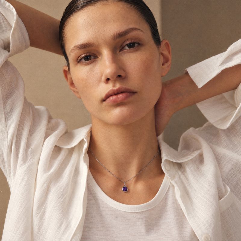 Bezel-Set Round Gemstone Necklace