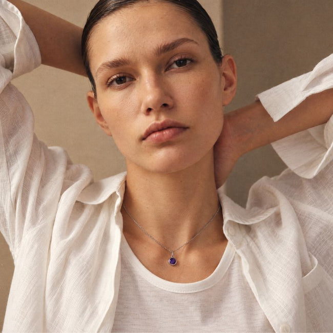 Bezel-Set Round Gemstone Necklace