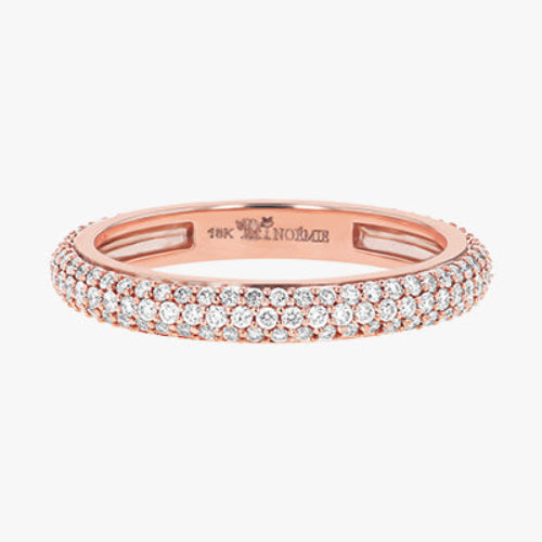 3 Row Pavé White Diamond Band Statement Stackable Wedding Ring VS Clarity 14K 18K gold