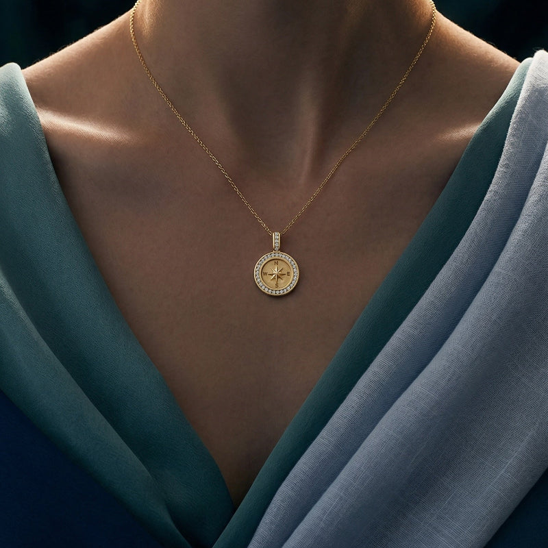 Compass Pendant worn